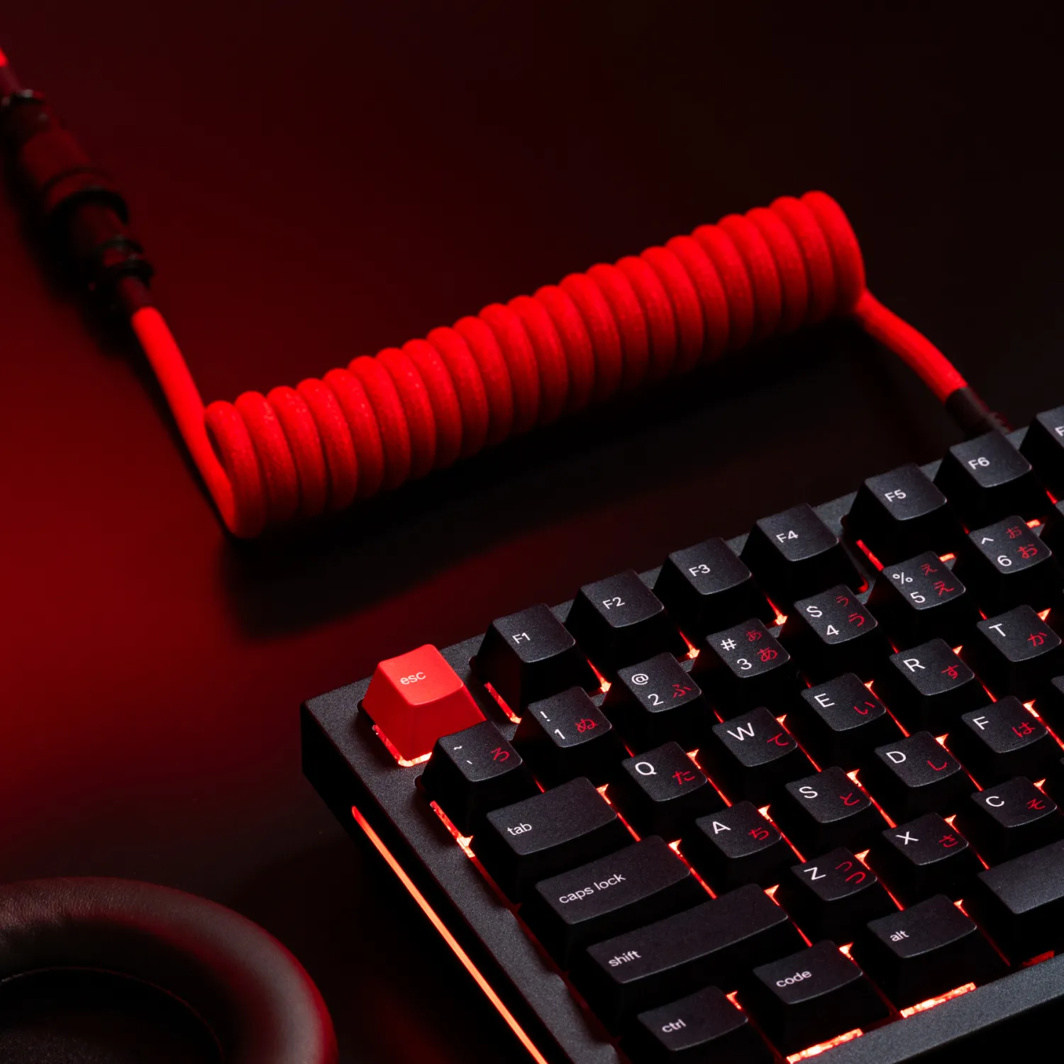 Glorious GMMK Coiled USB-A - USB-C - kabel, 1.4m, Crimson Red