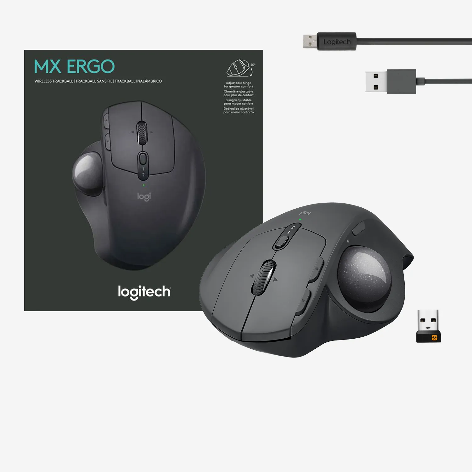 Logitech MX Ergo - trådlös trackball-mus, grafit