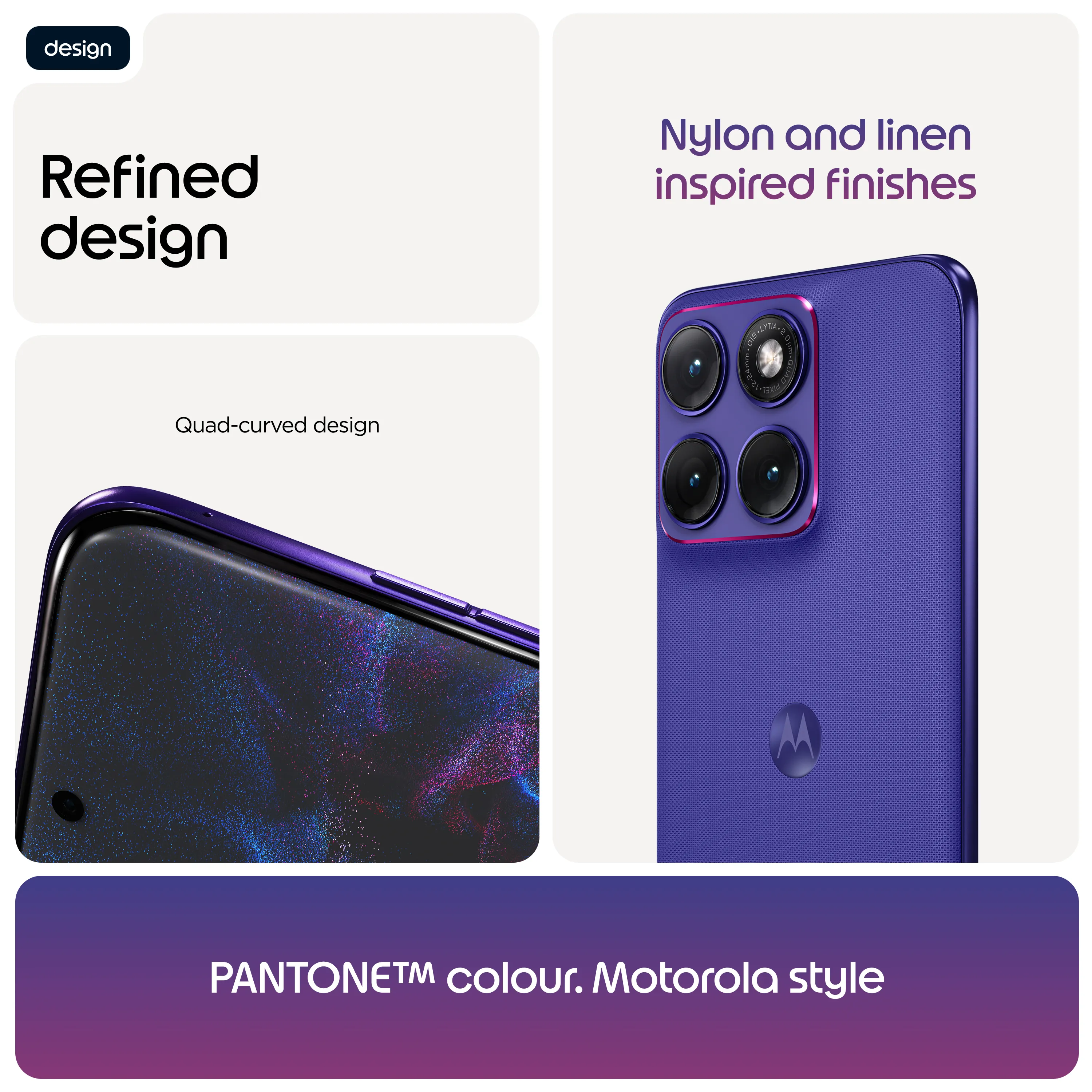 Motorola Edge 70 Fusion 8/256 Gt -puhelin, PANTONE Orient Blue