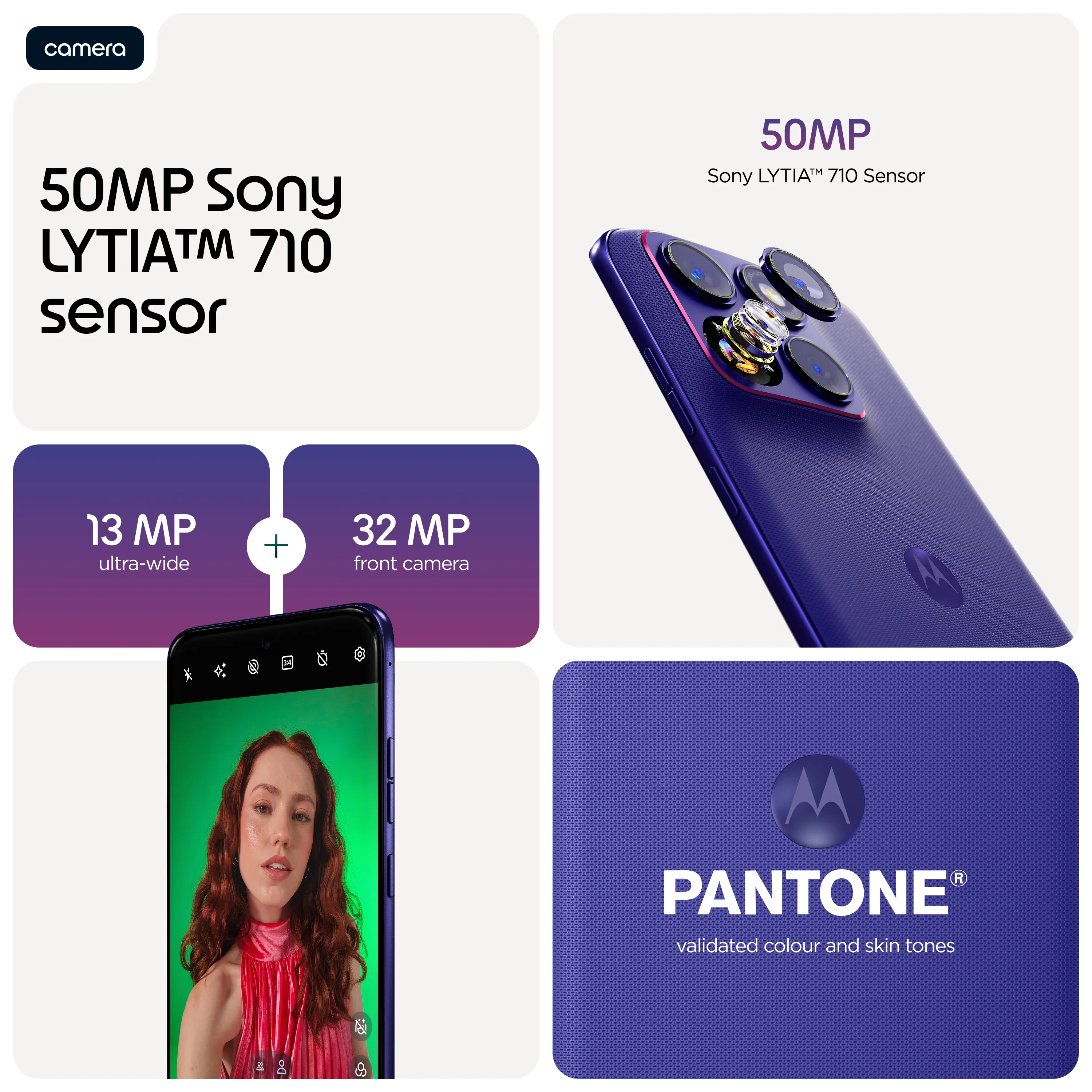 Motorola Edge 70 Fusion 8/256 Gt -puhelin, PANTONE Orient Blue