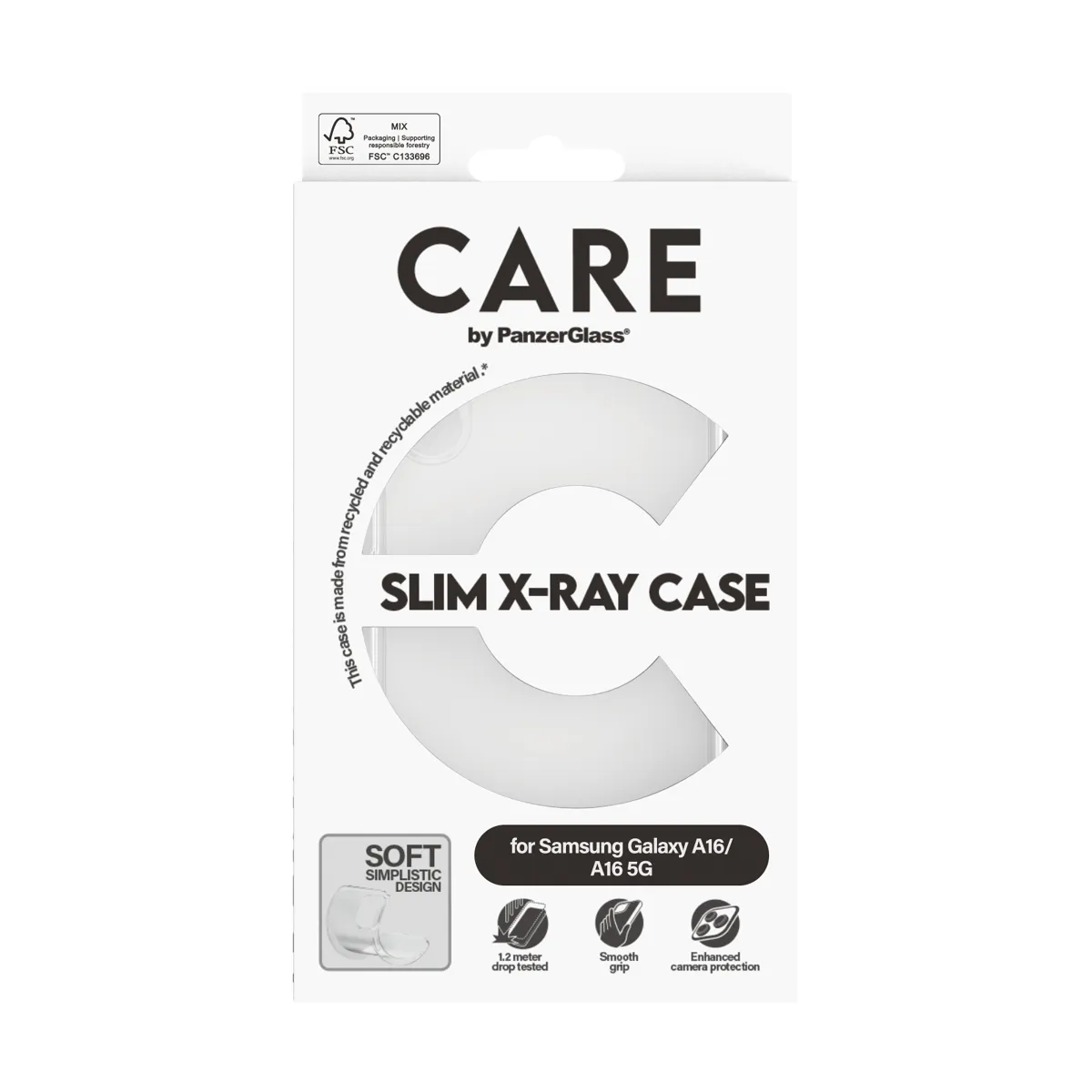 Care by PanzerGlass Galaxy A16 / A16 5G Slim X-Ray -suojakuori, L&auml;pin&auml;kyv&auml;