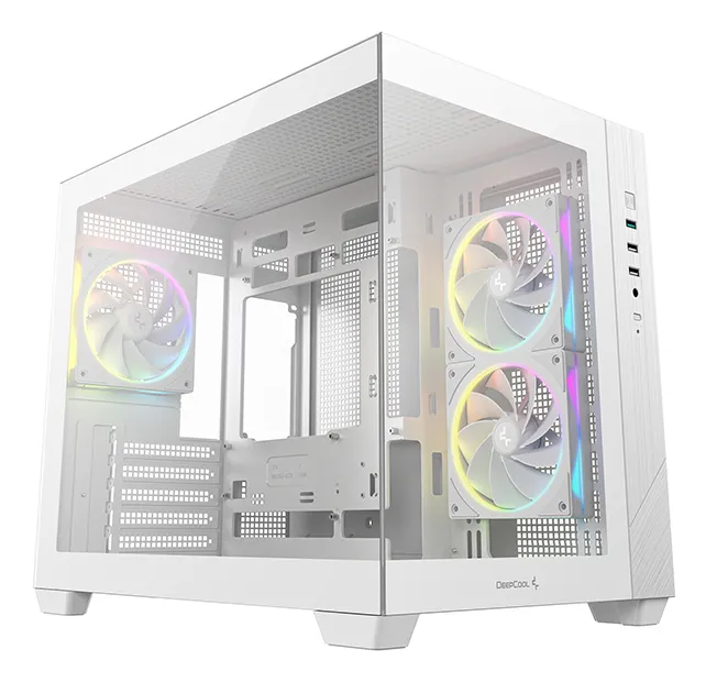 DeepCool CG330 3F micro-ATX chassi med f&ouml;nster och RGB-belysning, vit