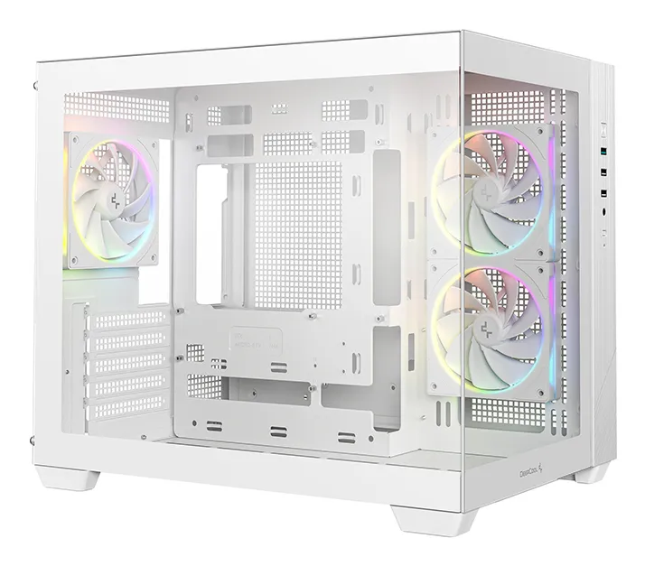 DeepCool CG330 3F micro-ATX chassi med f&ouml;nster och RGB-belysning, vit