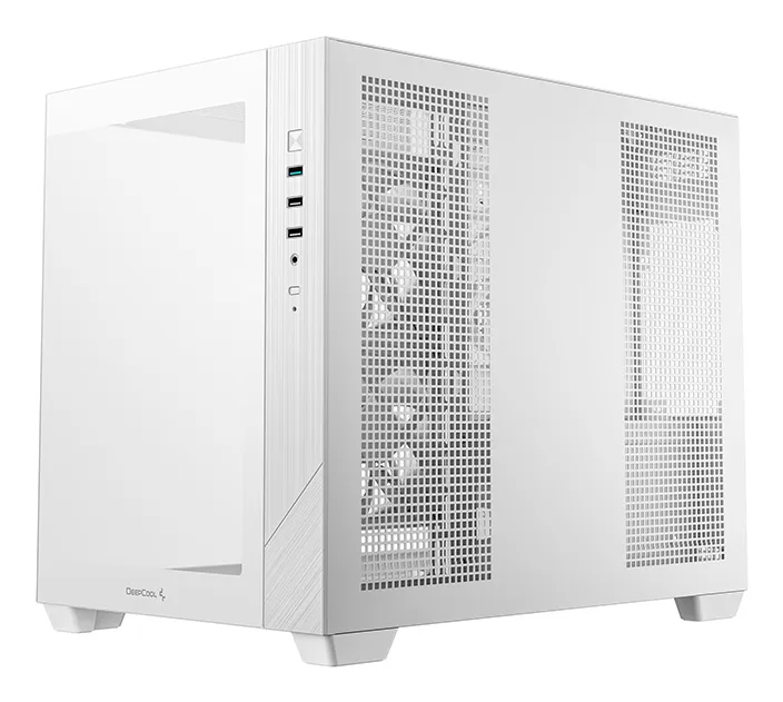 DeepCool CG330 3F micro-ATX chassi med f&ouml;nster och RGB-belysning, vit