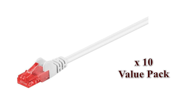 MicroConnect Cat6 U/UTP -verkkokaapeli, 0,5 m, Valkoinen (10-pack)