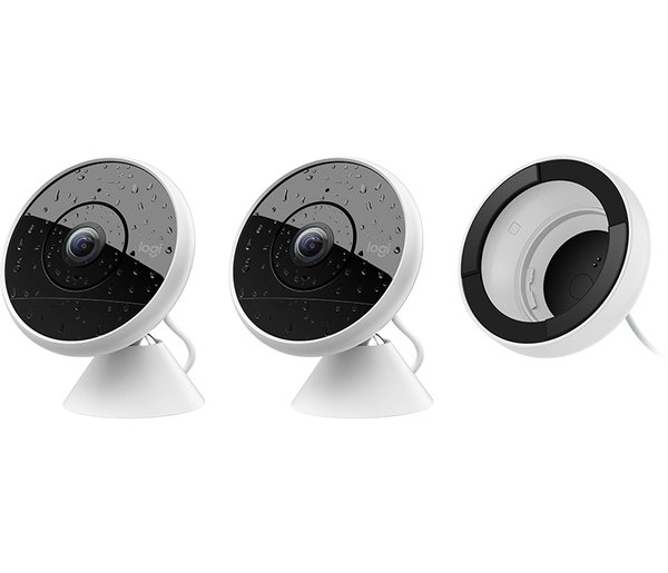 Logitech Circle 2 - Wired - Combo Pack - verkkovalvontakamera - outdoor - s&auml;&auml;nkest&auml;v&auml; - v&auml;ri (P&auml;iv&auml;&amp;Y&ouml;) - 1920 x 1080 - 1080p - audio - langaton - Wi-Fi (pakkau