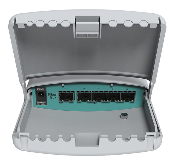 MikroTik CRS105-5S-FB 4xSFP Switch f&ouml;r utomhusbruk, RJ45-modul ing&aring;r,