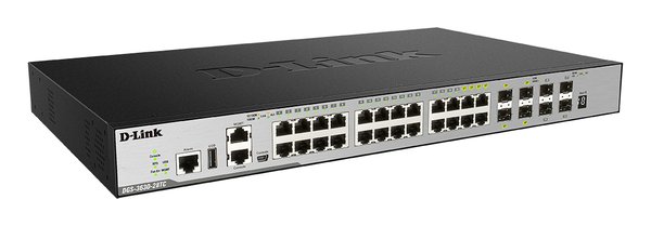 D-Link DGS 3630-28TC - Kytkin - L3 - Hallinnoitu - 20 x 10/100/1000 + 4 x combo Gigabit SFP + 4 x 10 Gigabit SFP+ - r&auml;kkiin asennettava