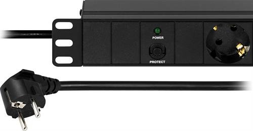 DELTACO virtapaneeli, 6xCEE 7/4, 1xCEE 7/7,ylikuorm., 3m kaapeli,musta