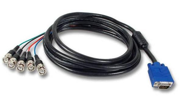 MicroConnect VGA-RGB HD15/5XBNC, Male/Male -adapteri, 2m, Musta