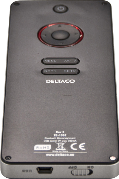 DELTACO langaton mikron&auml;pp&auml;imist&ouml; touchpad, kaukos&auml;&auml;din, Bluetooth