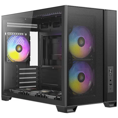 Antec FLUX M Micro-ATX Case with window and RGB lighting, Black