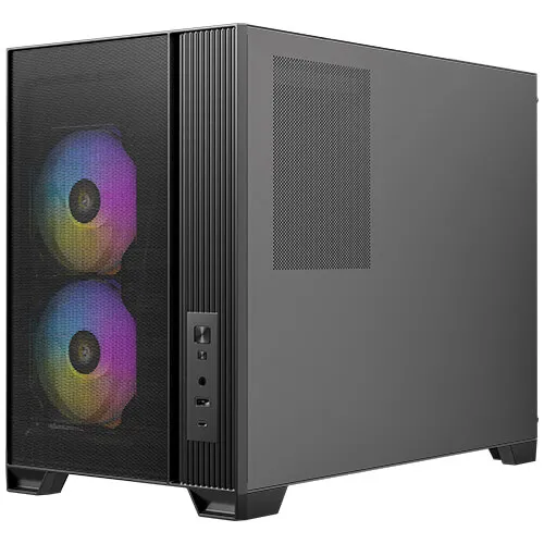 Antec FLUX M Micro-ATX Case with window and RGB lighting, Black