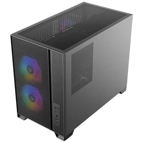 Antec FLUX M Micro-ATX Case with window and RGB lighting, Black