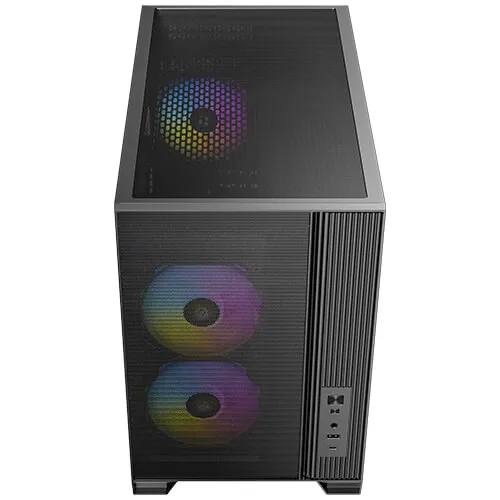 Antec FLUX M Micro-ATX Case with window and RGB lighting, Black