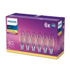 Philips LED Filament Candle Bulb B35 E14 4.3 W (40 W) Clear 2700 K 470 lm 6-pack