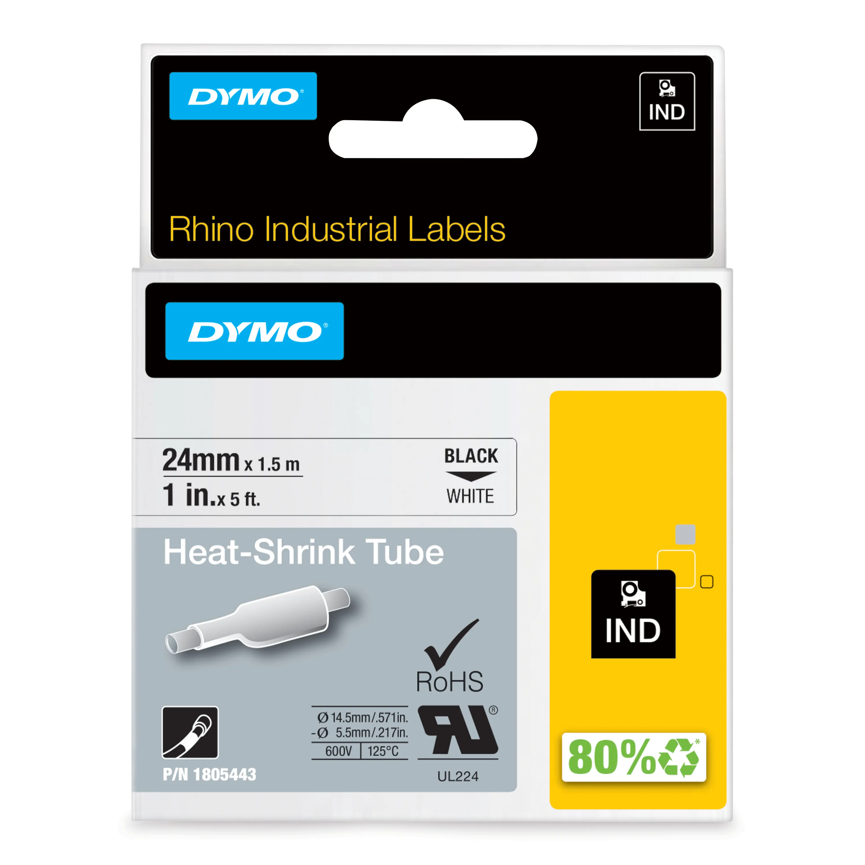 Tape Rhino 24 mm x 1.5m shrink tube bl/wh