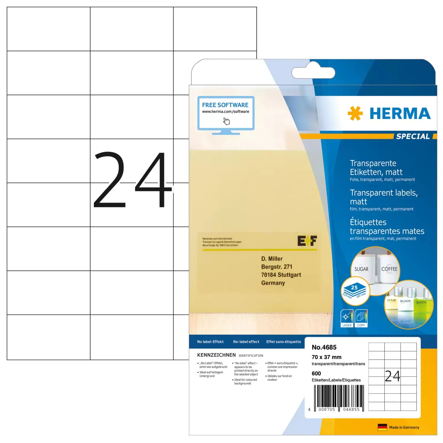 Herma label film 70x37 transp matt (600)