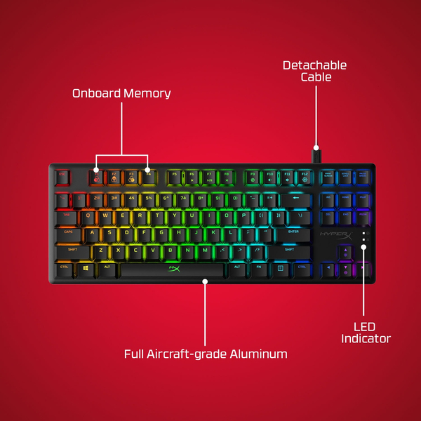 HP HyperX Alloy Origins Core Mechanical Gaming Keyboard, HyperX Mechanical, Black
