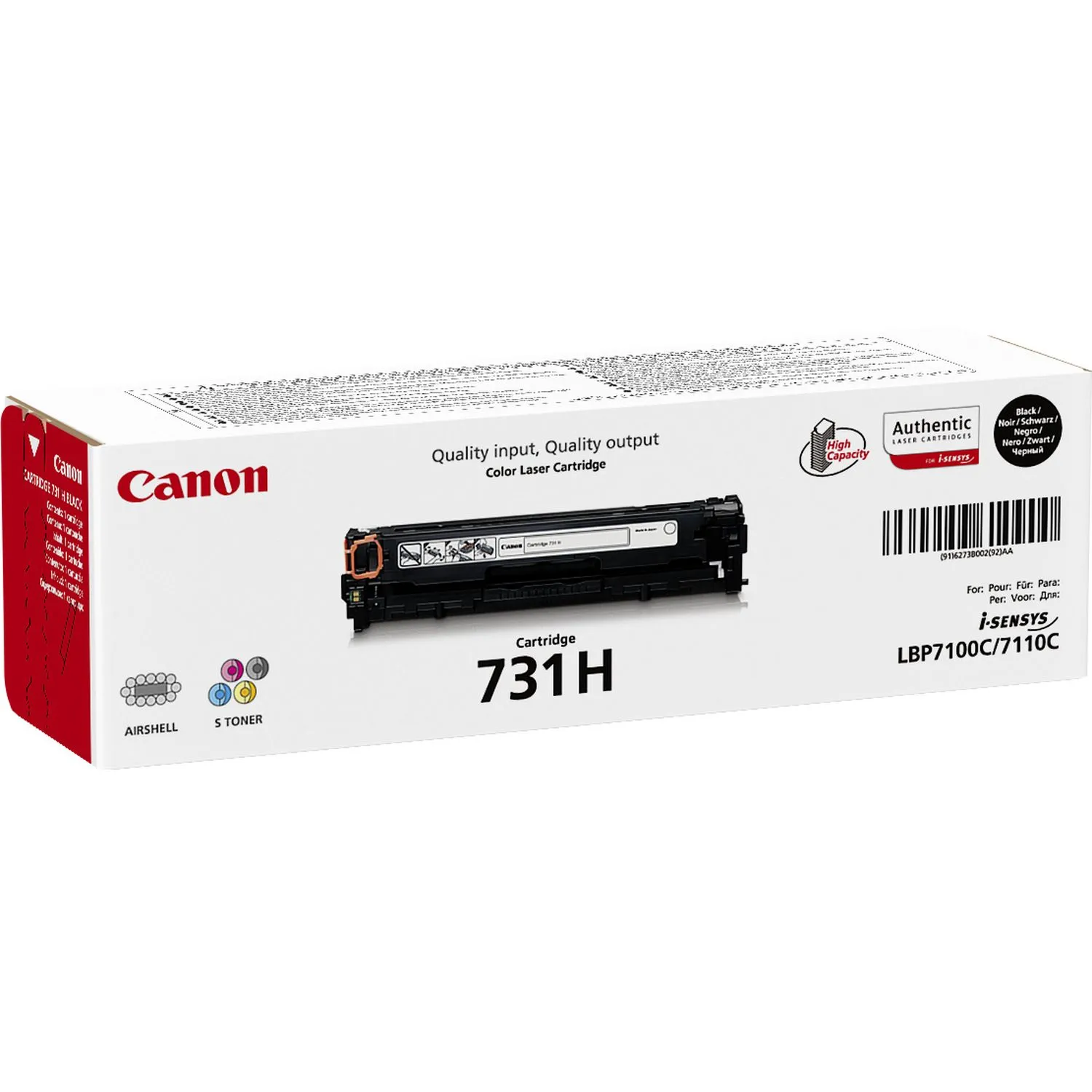 Canon 731 BK H - Suuri kapasiteetti - musta - alkuperäinen - väriainekasetti malleihin i-SENSYS LBP7100Cn, LBP7110Cw, MF623Cn, MF628Cw, MF8230Cn, MF8280Cw