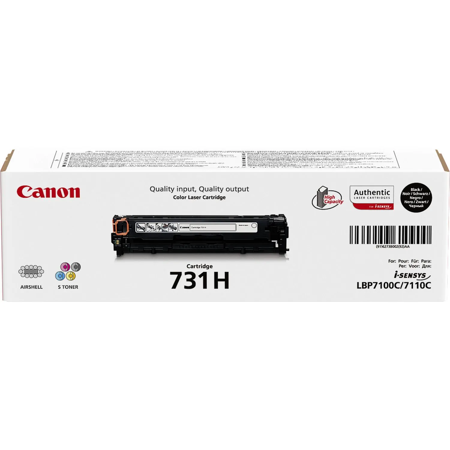 Canon 731 BK H - Suuri kapasiteetti - musta - alkuperäinen - väriainekasetti malleihin i-SENSYS LBP7100Cn, LBP7110Cw, MF623Cn, MF628Cw, MF8230Cn, MF8280Cw