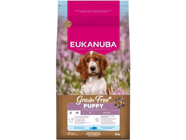 Eukanuba Grain Free Puppy Small/Medium Ocean Fish, Dry food for dogs, 3kg