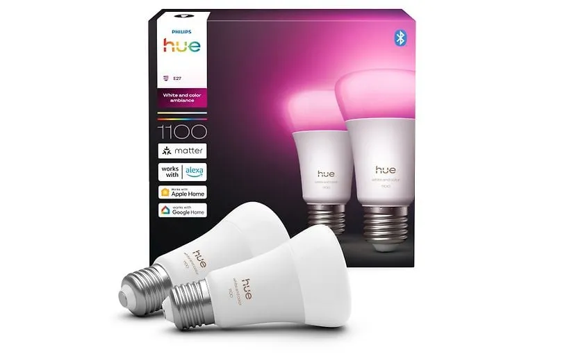 Philips Hue LED smart lamp, White and color ambiance, 2-pack