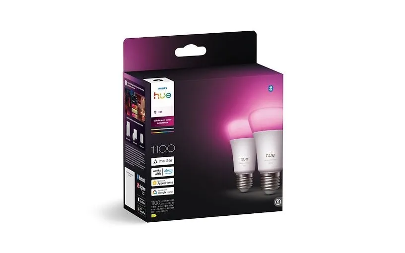 Philips Hue LED smart lamp, White and color ambiance, 2-pack