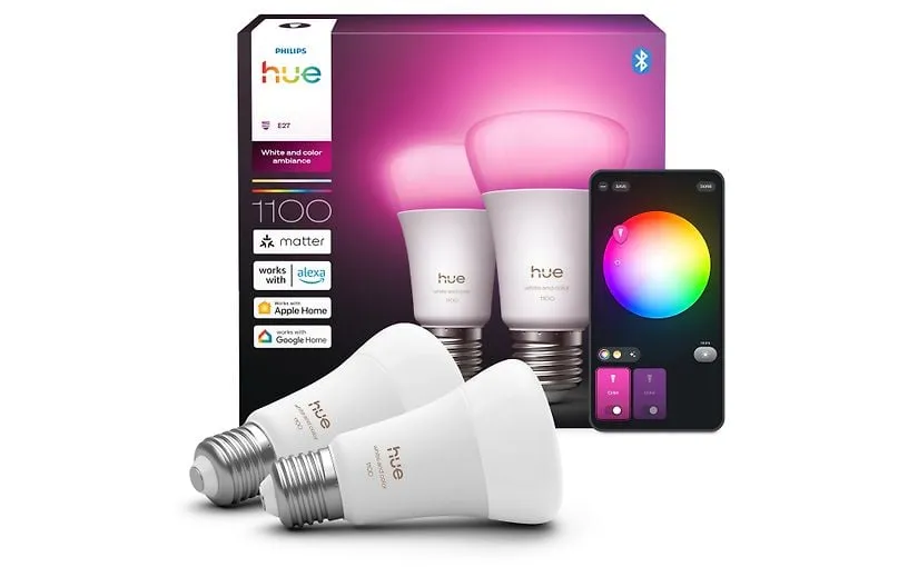 Philips Hue LED smart lamp, White and color ambiance, 2-pack