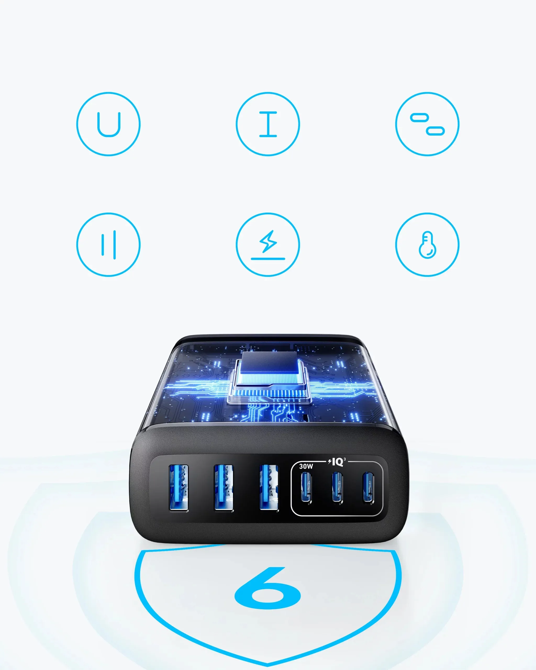 Anker 6-port charger 112W GaN, Black