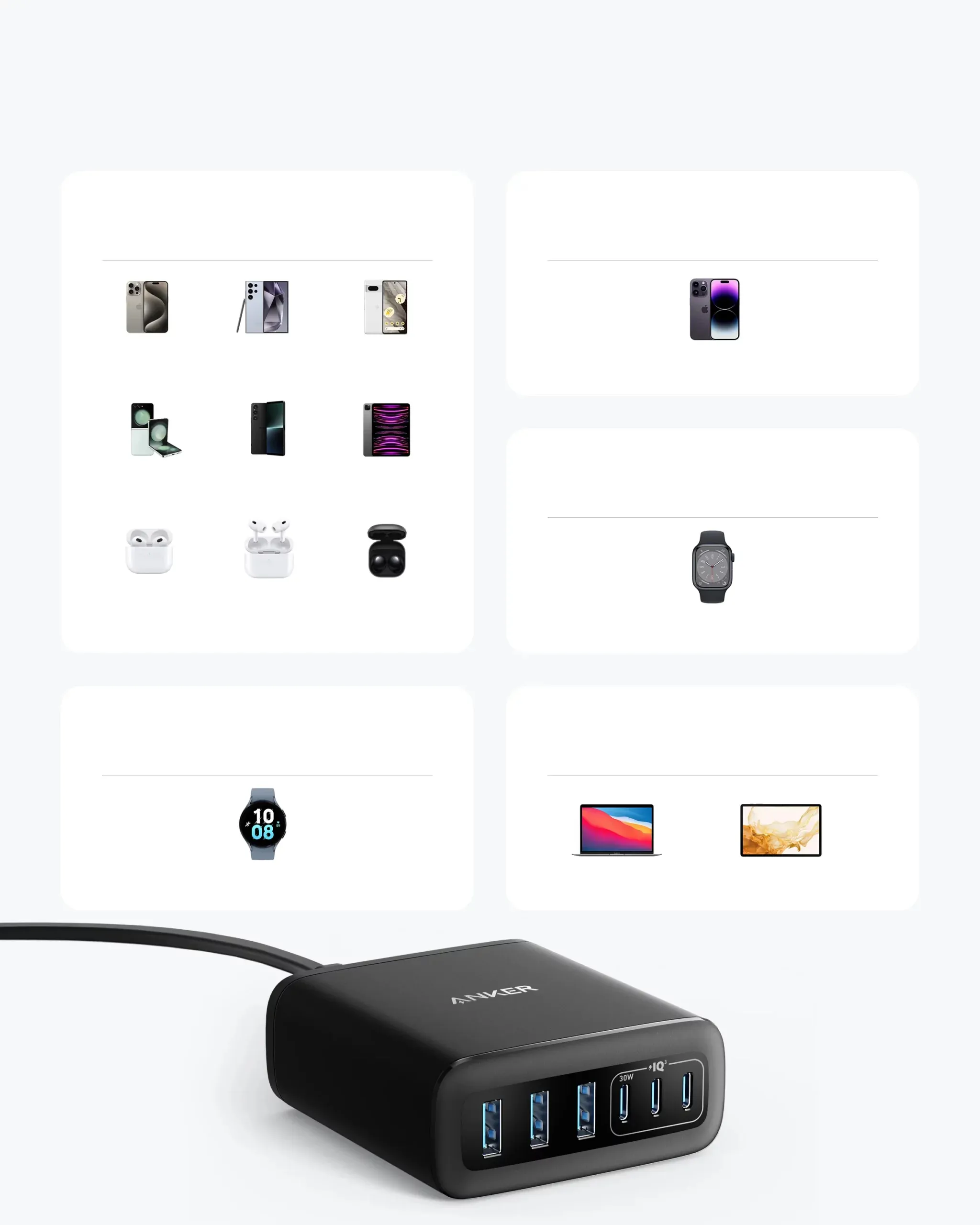 Anker 6-port charger 112W GaN, Black