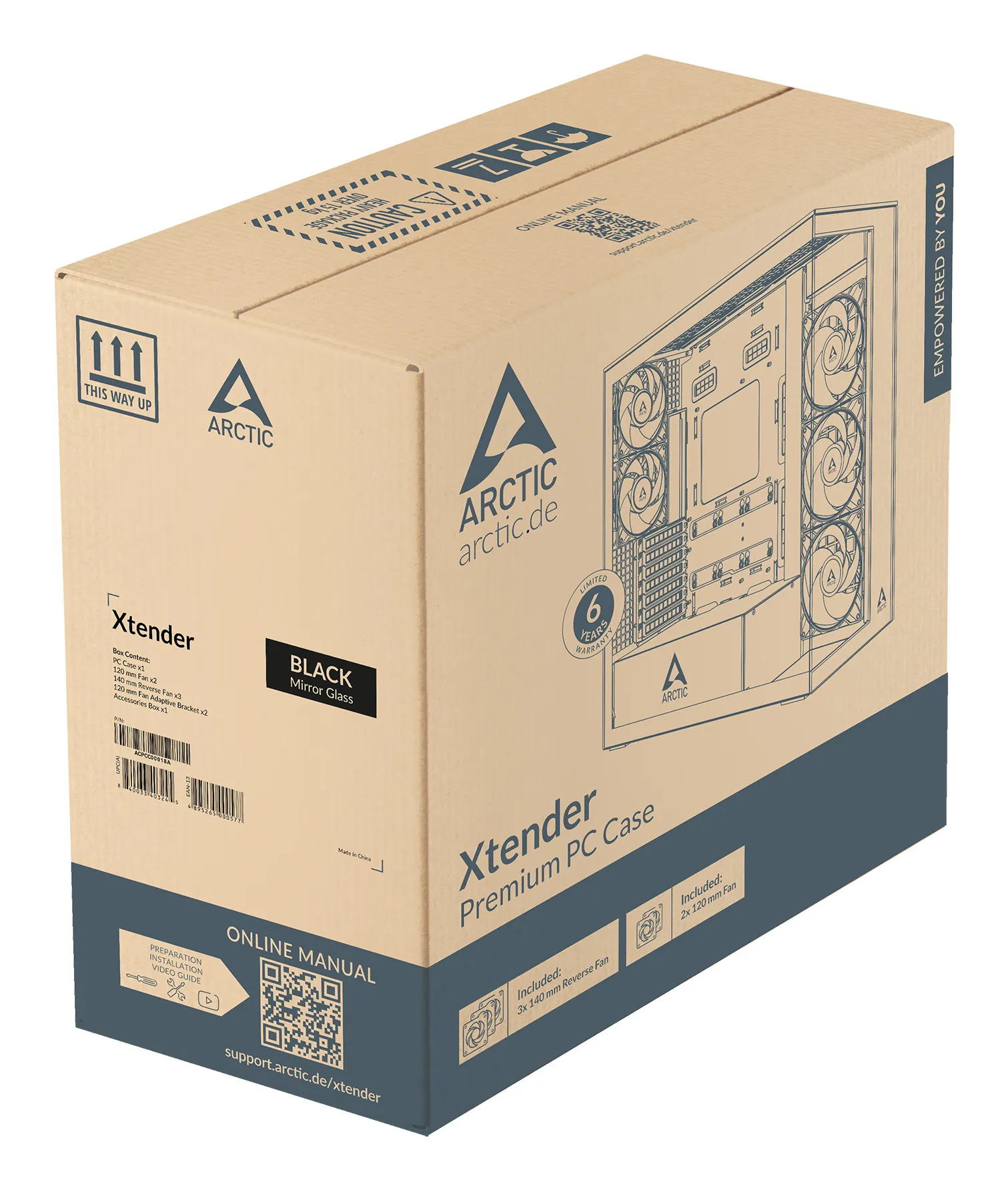 Arctic Xtender VG 5x A-RGB Fans E-ATX - mid case with window, Mirror Black