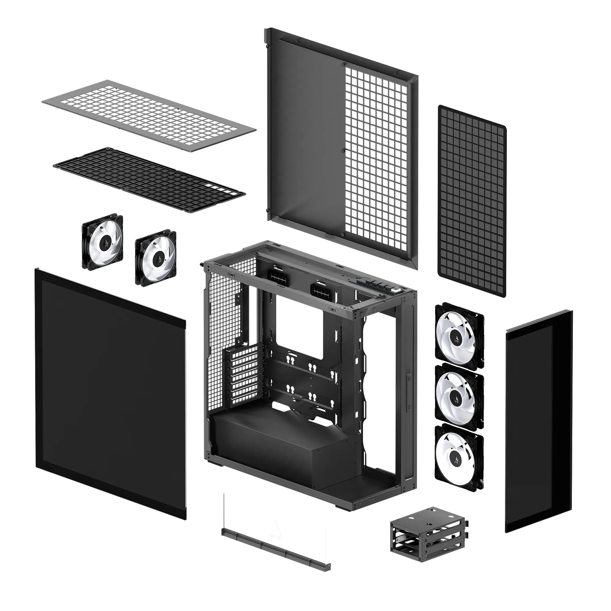 Arctic Xtender 5x A-RGB Fans E-ATX - mid case with window, Mirror Black