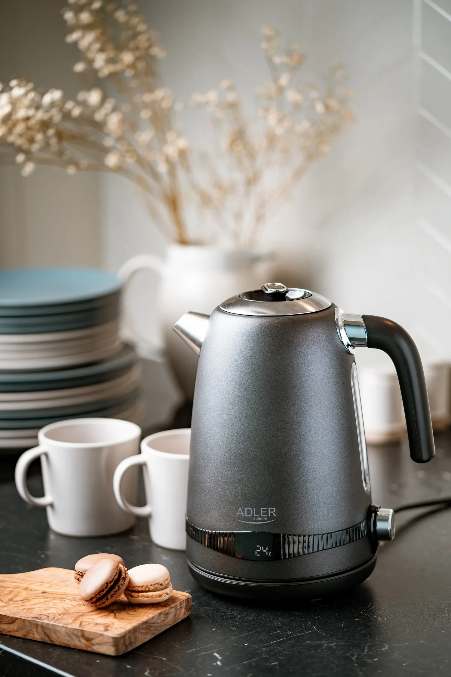 Adler AD 1295g vattenkokare, 1,7 l, 2200 W, Satin grey