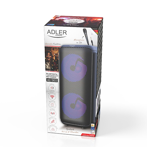 ADLER AD 1903 2.0 Bluetooth, AUX, USB, SD card Portable speaker, Black