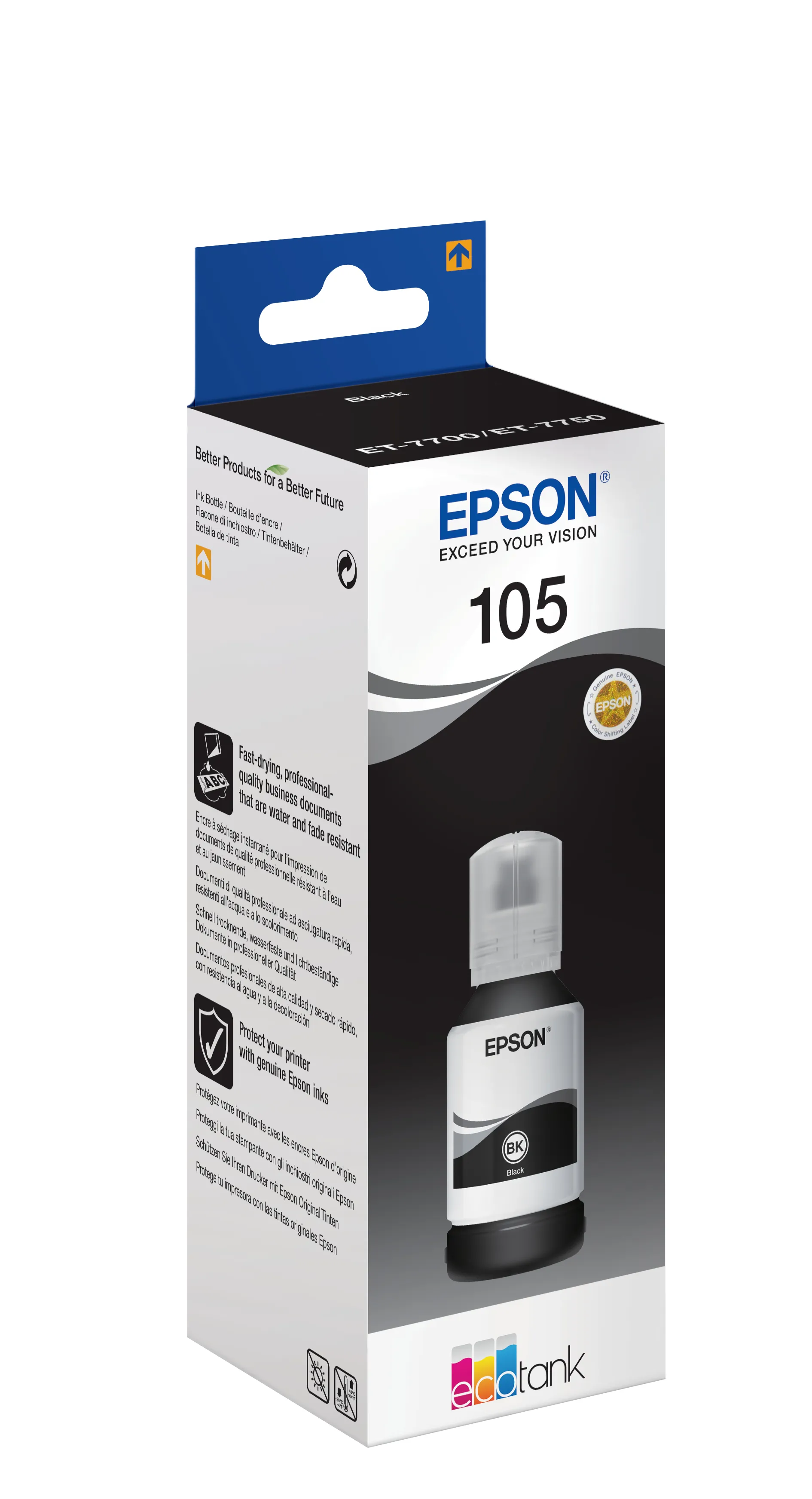 Epson 105 EcoTank -mustepullo, 140 ml, musta