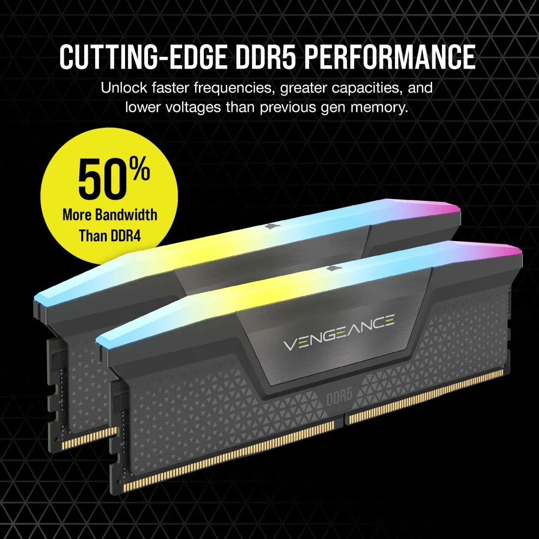 Corsair VENGEANCE RGB 32GB (2 x 16GB) DDR5 6000 MHz, CL38 Memory, Grey (XMP/EXPO)