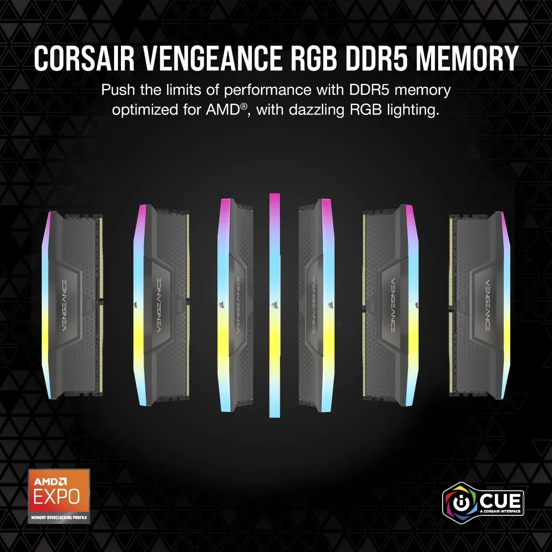 Corsair VENGEANCE RGB 32GB (2 x 16GB) DDR5 6000 MHz, CL38 Memory, Grey (XMP/EXPO)