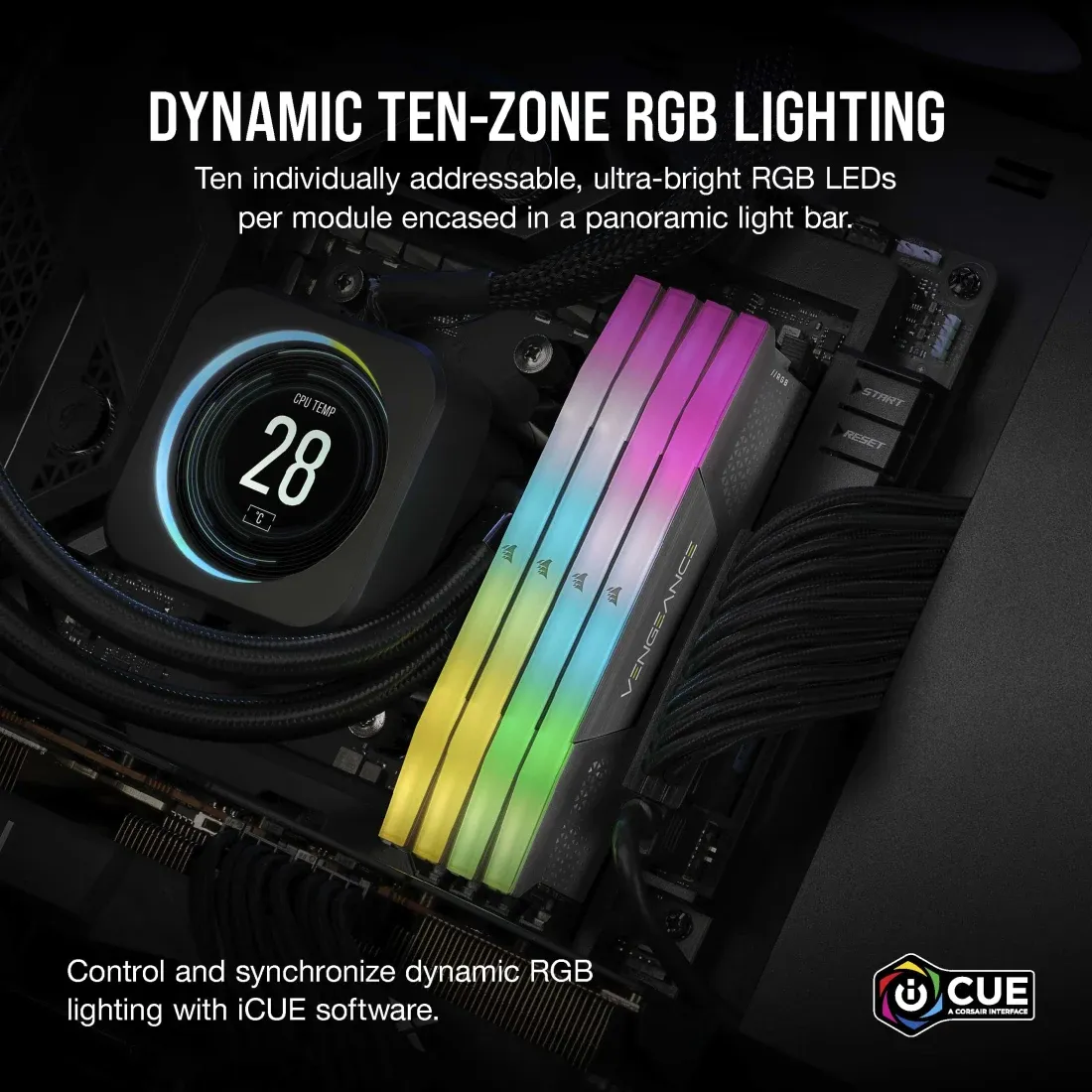 Corsair VENGEANCE RGB 32GB (2 x 16GB) DDR5 6000 MHz, CL38 Memory, Grey (XMP/EXPO)