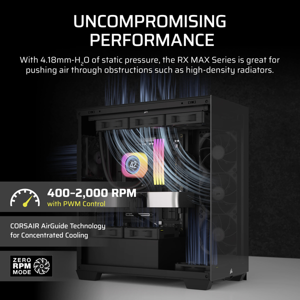 CORSAIR RX MAX Series iCUE LINK RX120 MAX 120mm Fan Triple Fan Kit