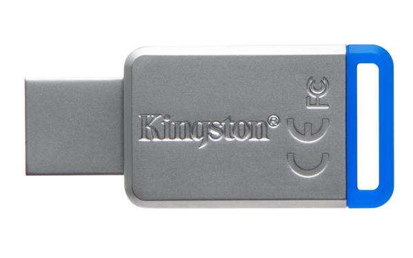 Kingston DataTraveler DT50 64 GB Class 10 U3 USB-minne, bl&aring; (Metal)