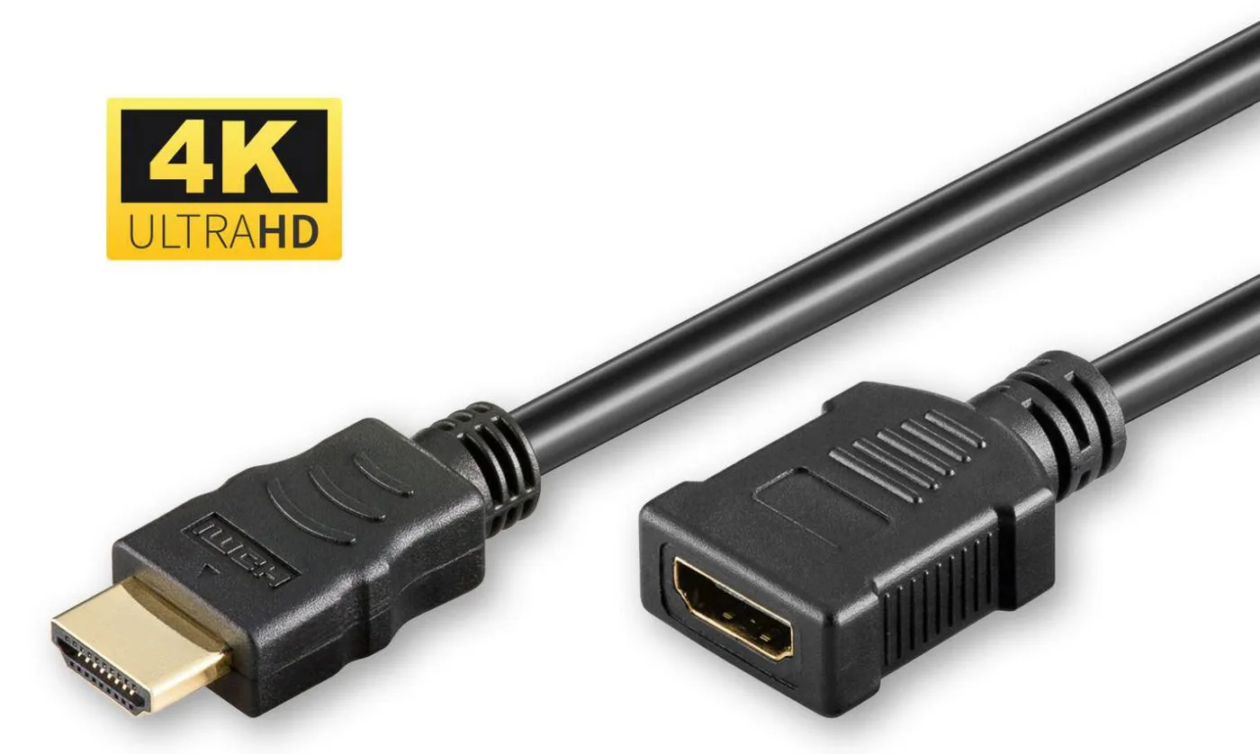 MicroConnect Gold HDMI &ndash; HDMI 1.4 -jatkokaapeli, 5 m, Musta
