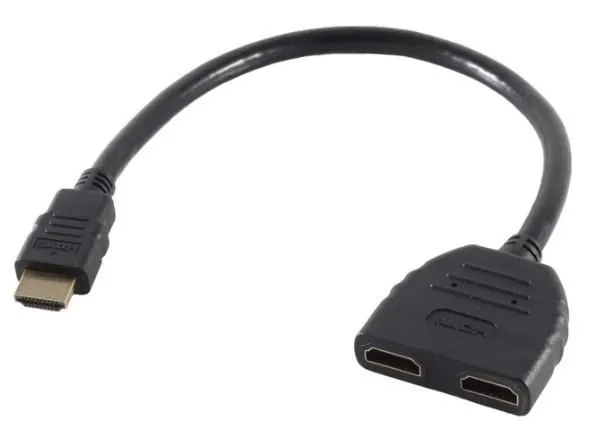 MicroConnect HDMI &ndash; 2x HDMI - cable, M-F, 0.2 m, Black