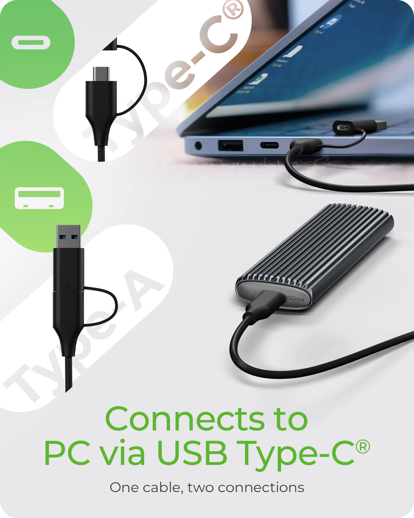 ICY BOX IB-1808MCT-CU31 M.2 NVMe & SATA SSD -kotelo, USB-C, USB 3.2 Gen 2, ty&ouml;kaluton, musta