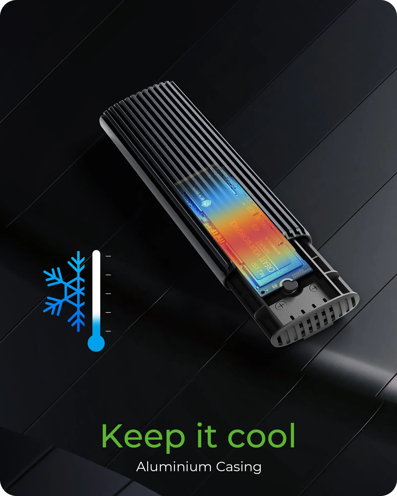 ICY BOX IB-1808MCT-CU31 M.2 NVMe & SATA SSD -kotelo, USB-C, USB 3.2 Gen 2, ty&ouml;kaluton, musta