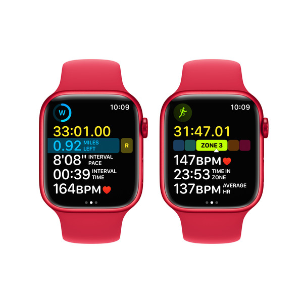 Apple Watch Series 8 GPS, 45mm aluminiumboett (PRODUCT)RED, Sport Band