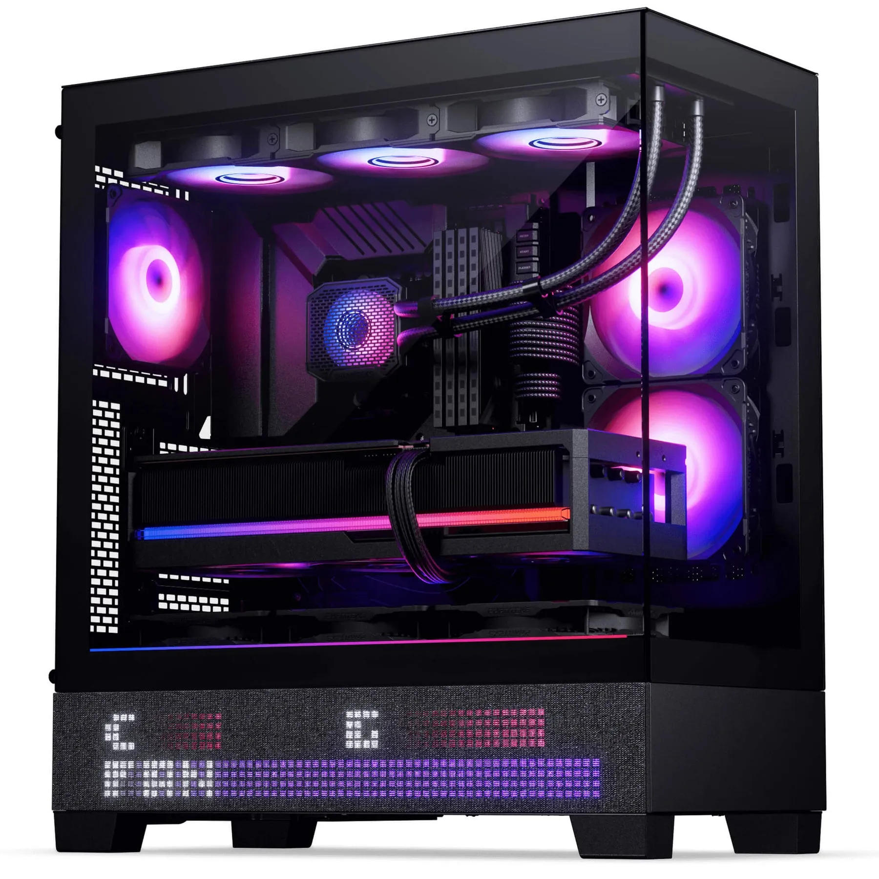 Phanteks XT View midi-tower chassi med f&ouml;nster och RGB-belysning, charcoal black