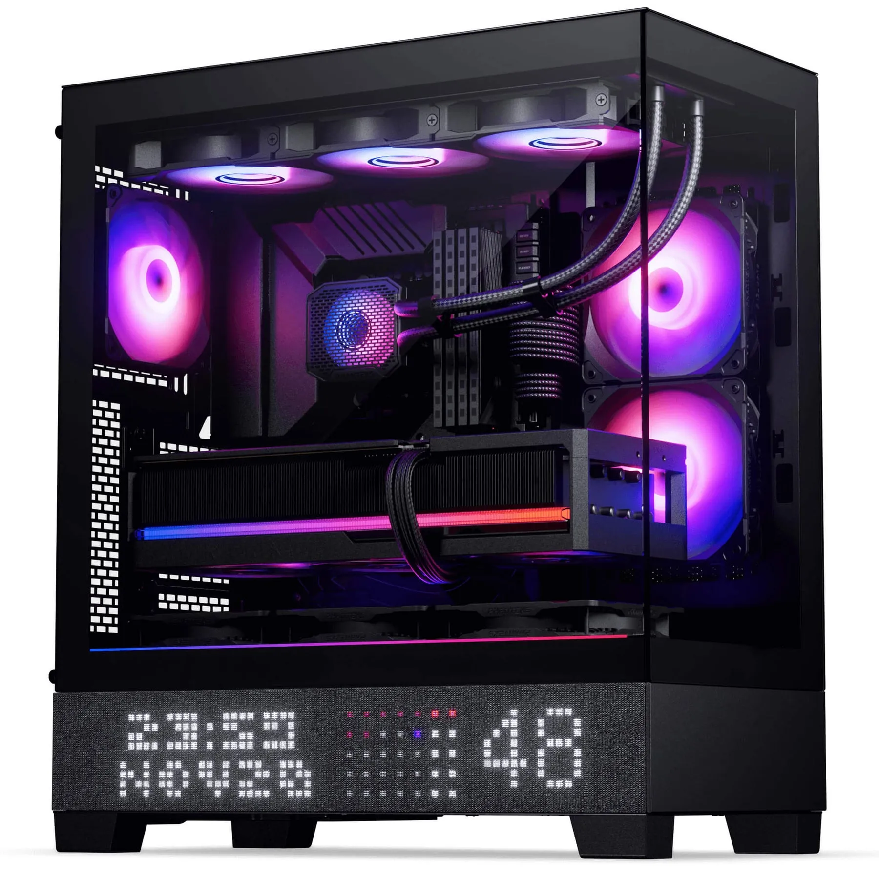 Phanteks XT View midi-tower chassi med f&ouml;nster och RGB-belysning, charcoal black