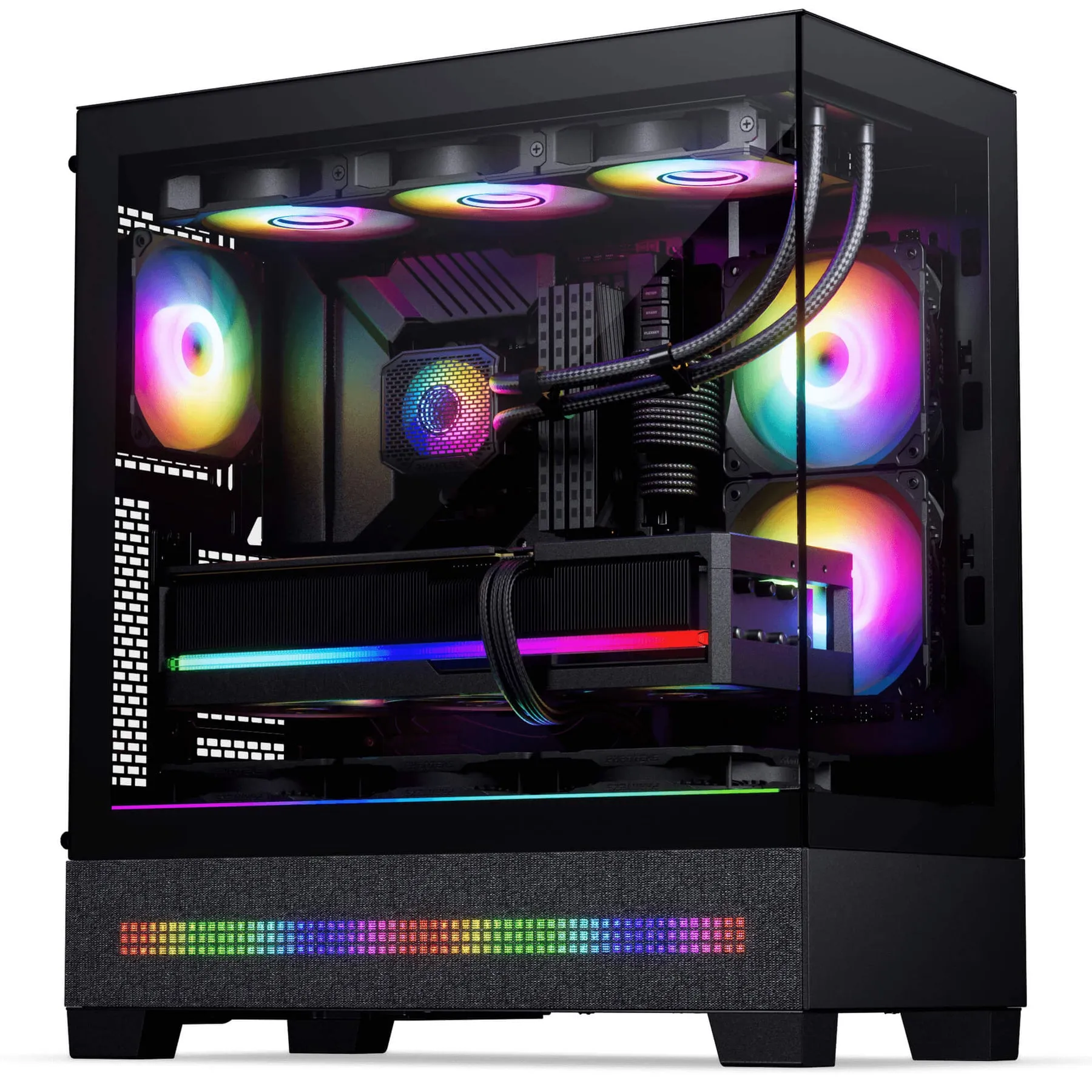 Phanteks XT View midi-tower chassi med f&ouml;nster och RGB-belysning, charcoal black