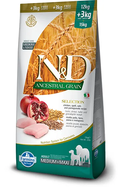 Farmina N&D Ancestral Grain Chicken, Dry food for dogs, Adult, 15kg